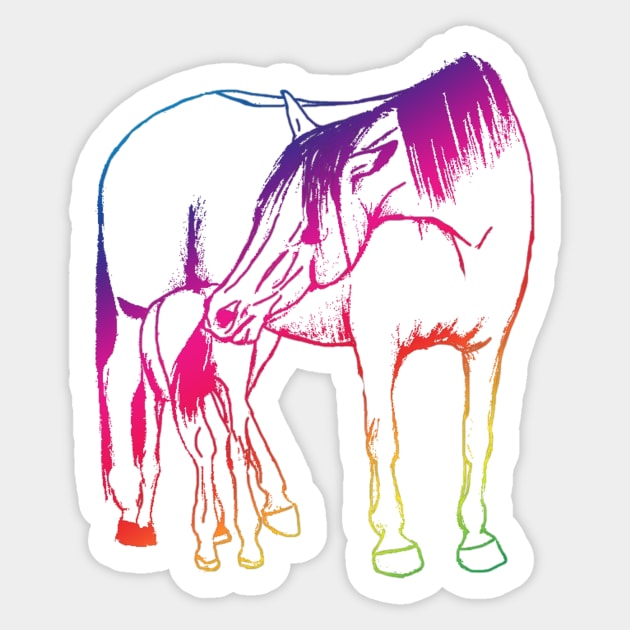 Foal and mare Rainbow Sticker by Shyflyer